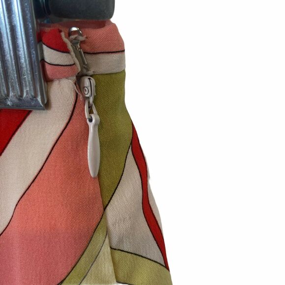 Silk Pencil Skirt Grace Elements Mod Floral sz 14 Pink Green Bold Lettuce Hem - Picture 3 of 14